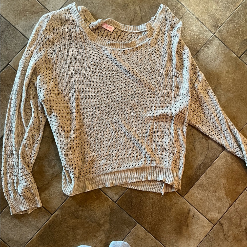 Pink Lily Tan Knit Pullover